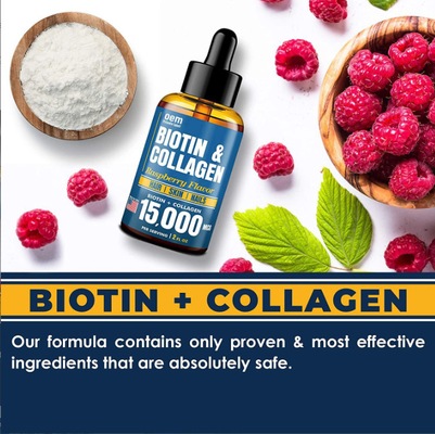 Colágeno líquido oral de la biotina del OEM para los descensos colágeno y biotina líquidos de la salud del crecimiento y de la piel del pelo