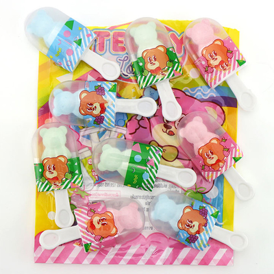 Piruleta de oso de peluche de caramelo prensada en bolsas/OEM de caramelo de piruleta de tableta de oso