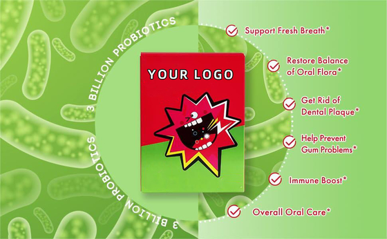 Sugar Free Oral Probiotic Bubble que los rombos hacen tabletas 3 mil millones CFU para los dientes engoma salud y la respiración fresca