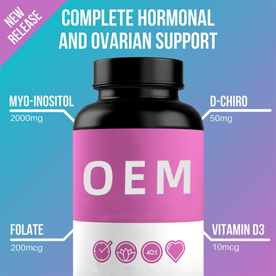 Suplementos de la ayuda de la hormona de las mujeres antis del cansancio con el suplemento de la vitamina D3 del folato del inositol de D-Chiro