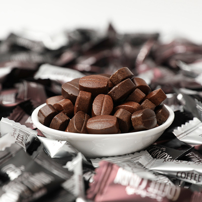 Caramelo vegano sin azúcar de grano instantáneo de forma de café masticable de granos de café tabletas de caramelo